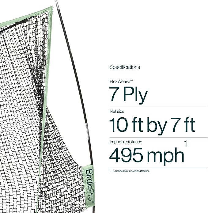 BirdiePro® - American Pro Golf Practice Net, 10x7ft Heavy Duty Golf Hitting Net with EchoShield™ Target & FlexWeave™ Net, Indoor Outdoor Training Backyard, Full Set with Mat, Balls & Cap