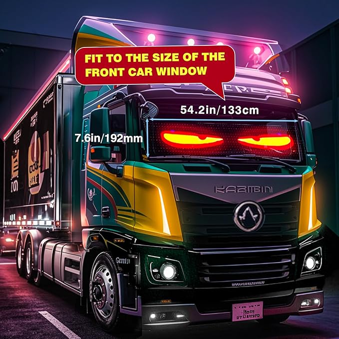 1 Piece 52x7.6in Extra-Large Devil Eyes Light for Truck Windshield, Flex LED Display for Car Eyes, Programmable Soft Screen Dynamic Car Eyes Easter St. Patrick's Day Shamrock Bunny Decor