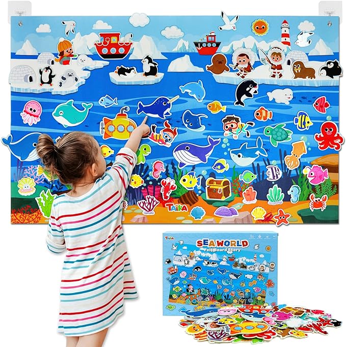 Taika 70 Pcs Ocean Felt Story Board Set, 43x28 inch Interactive Felt Story by Unknown
