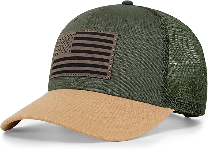 American Flag Trucker Hat - Snapback Hats for Men Women Baseball Cap - Breathable Mesh & Adjustable Fit for Casual Wear