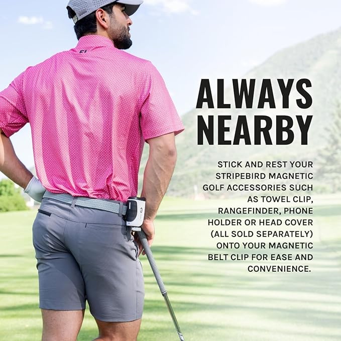 Stripebird - Golf Magnetic Belt Clip (Black) - Magnetic Clip for Attaching Accessories to Belt - Ultra-Strength Neodymium Magnet - Easily Access Accessories