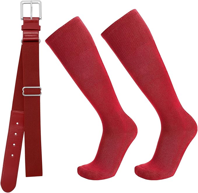 Baseball Socks and Belt Combo for Youth Adult - Softball Socks and Belt for Boys and Girls