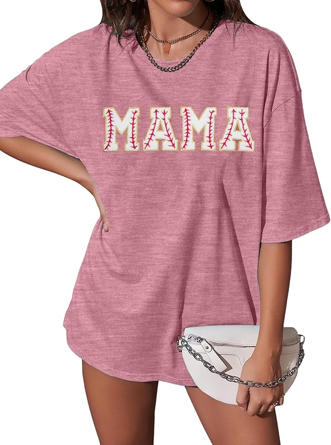 Baseball Mom Shirt Women Baseball Shirt Oversized Chenille Game Day Tops Sports Fan Gift Clothes