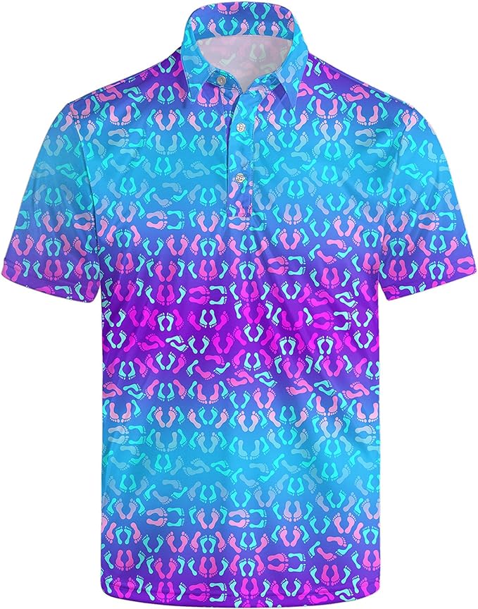 Golf Polo Shirts for Men Funny Print Short Sleeve Golf Shirts Performance Golf Polos