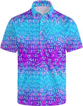 Golf Polo Shirts for Men Funny Print Short Sleeve Golf Shirts Performance Golf Polos