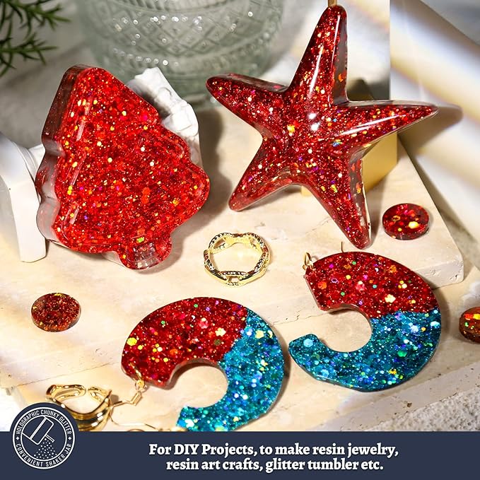 LEOBRO Red Glitter, 160g/5.64oz Holographic Chunky Glitter - Image 5