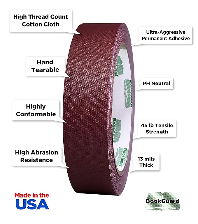 BookGuard 1 Inch Premium Bookbinding Repair Cloth Tape, 15 Yard Roll - Image 2
