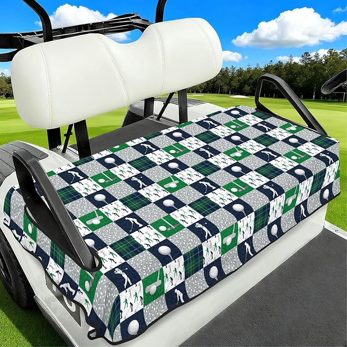 Golf Cart Seat Covers Club Car Golf Cart Accessories for Men Women Golf Carts Seat Towel Blanket 2-Seat Golf Cart Decorations