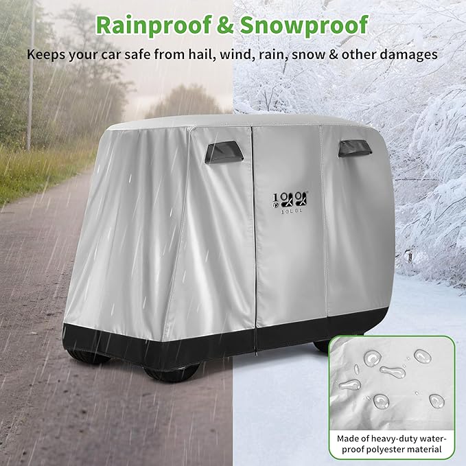 10L0L Universal 2-4 Passenger Golf Cart Cover for Yamaha, EZGO, Club Car, Waterproof Sunproof and Durable