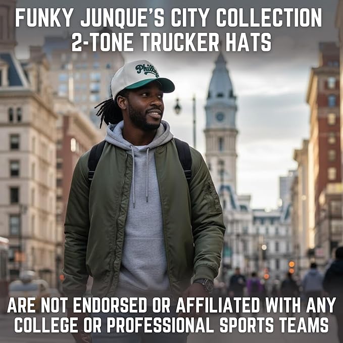 Funky Junque Trucker Hat Women Men 2-Tone Baseball Cap – Vintage Western Style Embroidered Snapback, Premium Cotton Blend