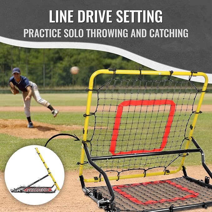 Storgem Baseball Softball Rebounder Net, Pitch Back Rebound Net,Soccer Rebound Net, Fielding Rebounder,Double Sided Adjustable Multi-Sports Pitching Rebound Net for Throwing Practice