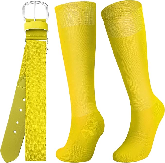 Zhanmai Baseball Belt and Socks Combo, Adjustable Elastic Belt and Softball Socks, Multiple Sizes for Youth Boys Girls, Adult