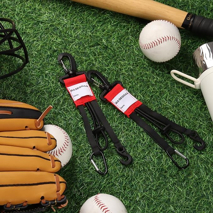 BaseGoal 3 in 1 Dugout Organizer, Baseball Softball Bag Hook for Fence, Bat Holder for Dugout Fence, Baseball Dugout Accessories, Water Bottle Hook for Bag (2 Pack)