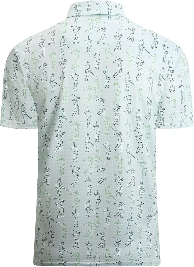 Alex Vando Mens Golf Shirt Moisture Wicking Quick-Dry Print Performance Polo Shirts for Men