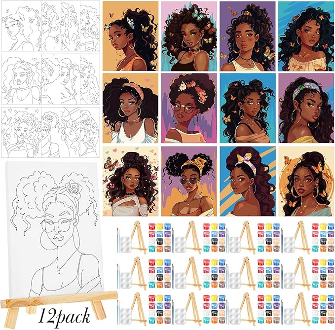 Zhanmai 12 Pack Pre Drawn Canvas by Zhanmai