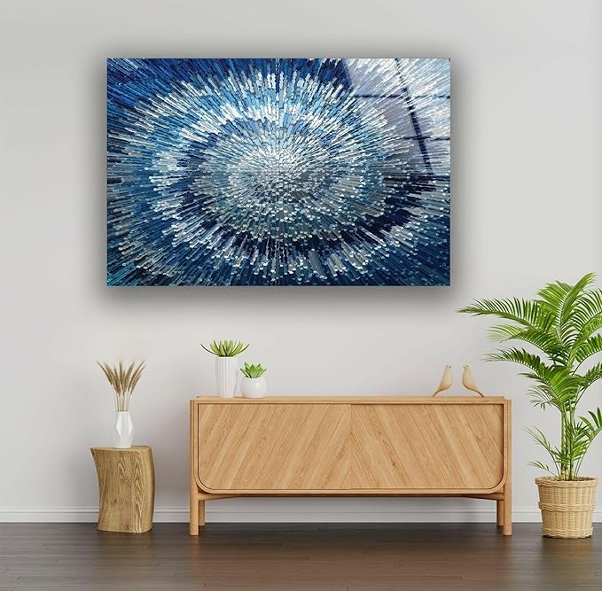 My Photostation.com Round 24'' Abstract Blue Textured Glass Wall ArtTempered - Image 6