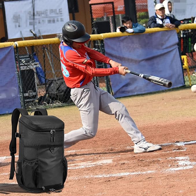 TUGUAN Baseball Backpack Equipment Bag for Adult with 2/4 Bat Holder & Fence Hook Lightweight Mens Softball Bag with Shoes Compartment Coaches Catchers Team Baseball Gear Bags Youth Boys