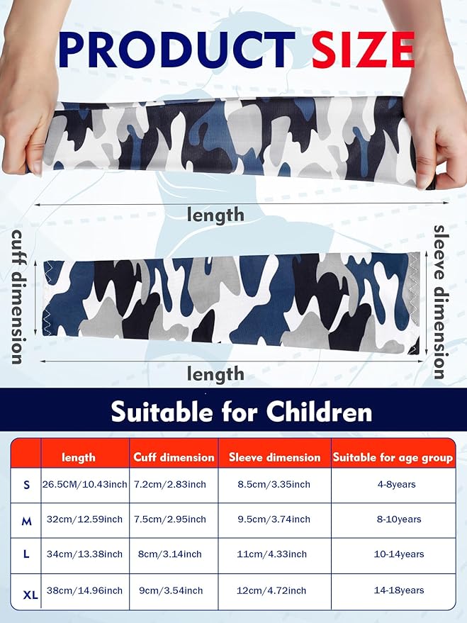 Newcotte 12 Pairs Arm Sleeves for Kids Compression Football Baseball Arm Sleeve Youth UV Protection Breathable Cooling Sleeve