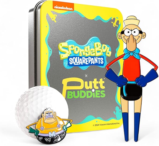 Officially Licensed Spongebob Mermaid Man & Barnacle Boy Divot Tool and Ball Marker Gift Set with Magnetic Hat Clip and Collectible Protective Tin, Golf Accessories for Fans and Golfers