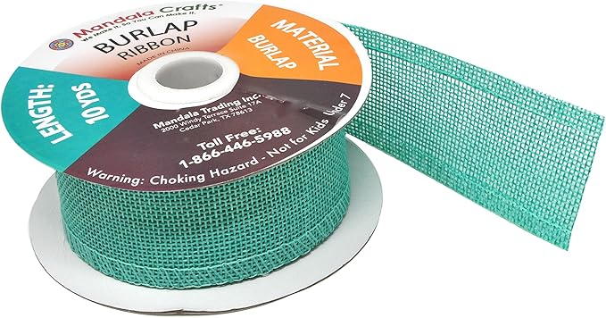 Mandala Crafts Turquoise Burlap Ribbon 1.5 Inches Wide Jute Ribbons - Image 4