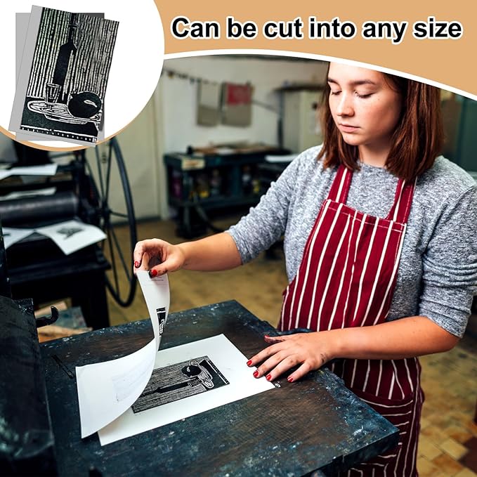 Yeaqee 8 Pcs 12 x 18 Inch Linoleum Block Rubber Carving Block Soft Linocut - Image 5