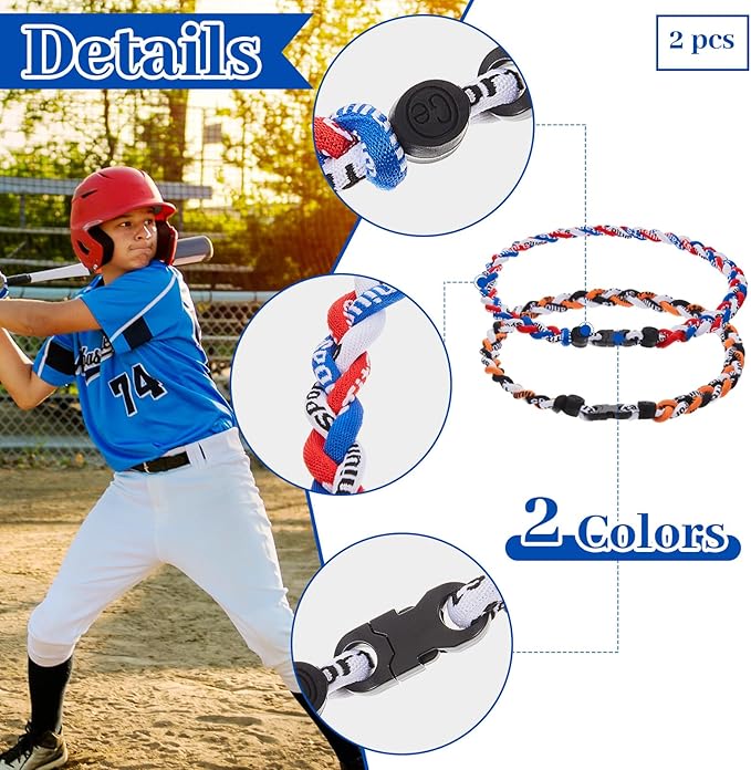 Junkin Baseball Necklaces Three Braided Rope Titanium Necklace for Fans Team Gifts Boys Men Player Softball Sports