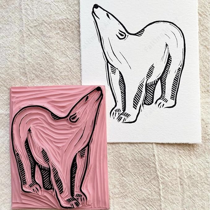 Falling in Art 4 x 6" Pink Rubber Carving Blocks, 12 Pack Soft Linoleum Blocks - Image 7