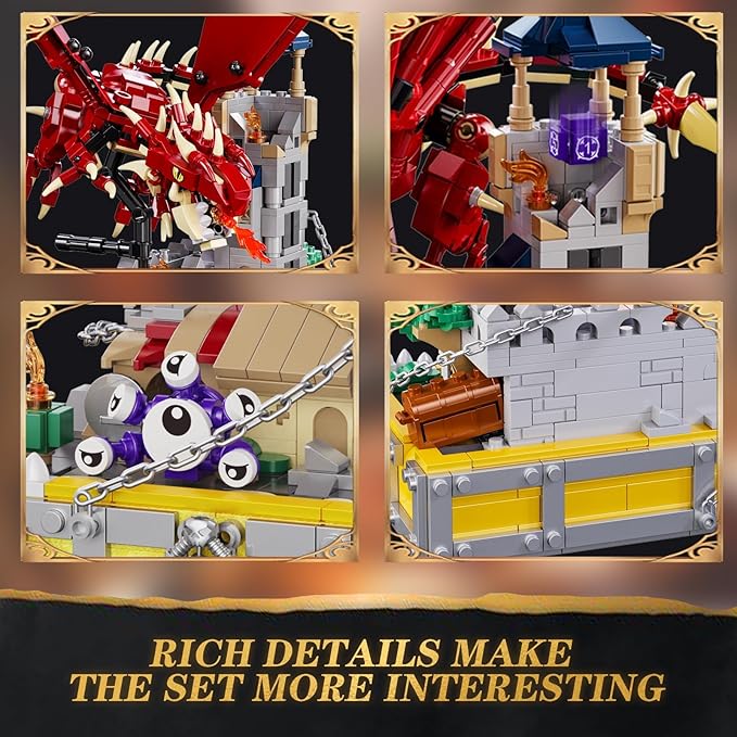 WINNER SPACE Medieval Dragons Castle Building Sets, Guarding Dice Tower Kits - Image 3