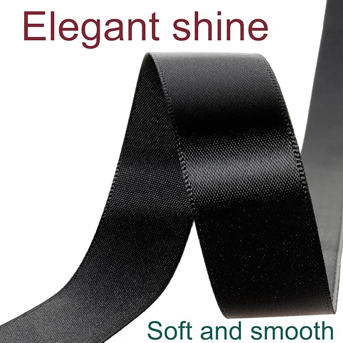1 Inch Black Ribbon, 50 Yards Craft Polyester Satin Ribbon Perfect - Image 3