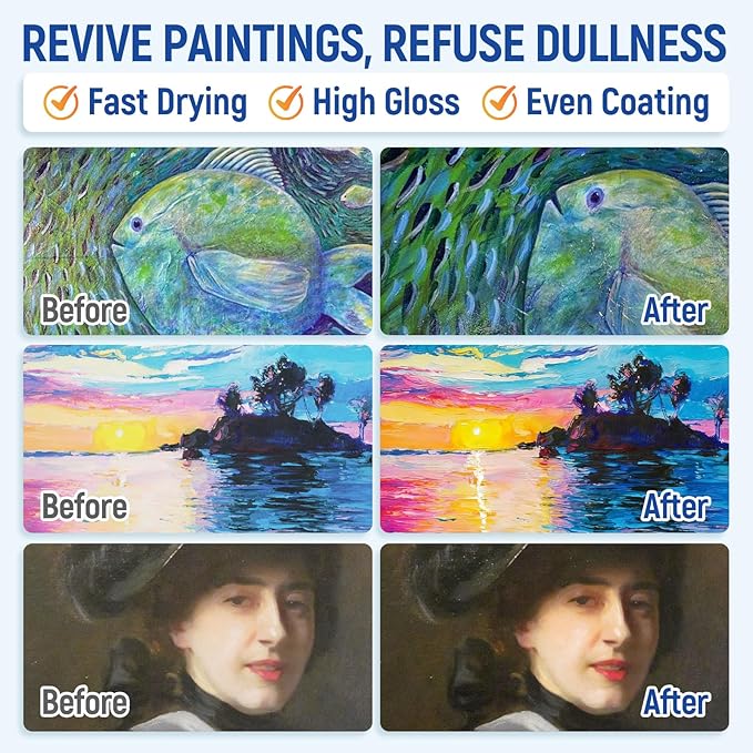 Gloss Varnish for Acrylic Painting, Artist's Acrylic Varnish Kit, Non-Yellowing - Image 3