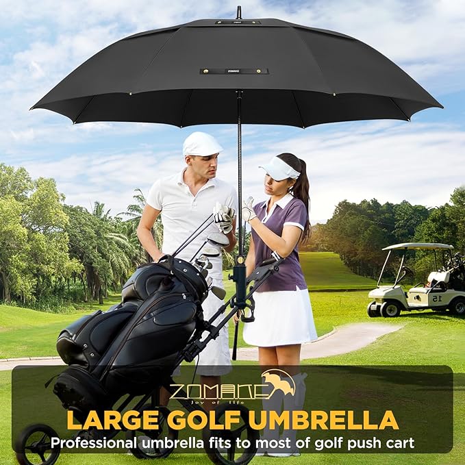 ZOMAKE Golf Umbrella Windproof, Extra Large Oversized Heavy Duty Double Canopy for Rain, Sports Games & Push Cart(51/54/62/68/72Inch)