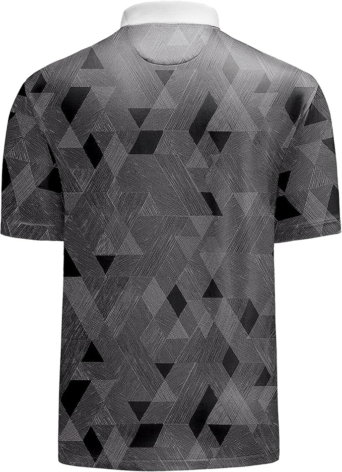 KUYIGO Mens Polo Shirt Quick Dry Moisture Wicking UPF 40+ Performance Printed Short Sleeve Summer Tennis Golf Shirt