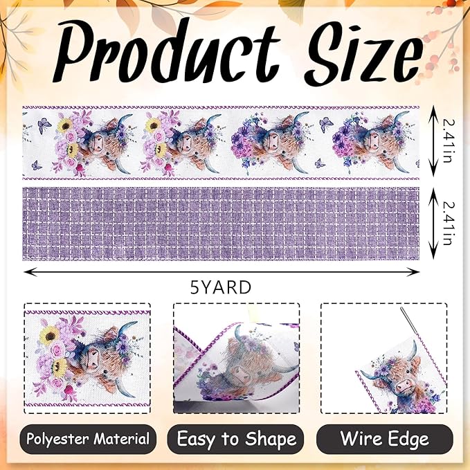 2.5'' x 10 Yards Spring Wired Ribbons - Image 2
