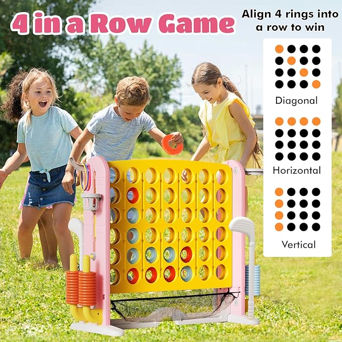Ancaixin Giant 4 in-A-Row Connect Game Set, Adjustable Height Jumbo Yard Game - Image 2
