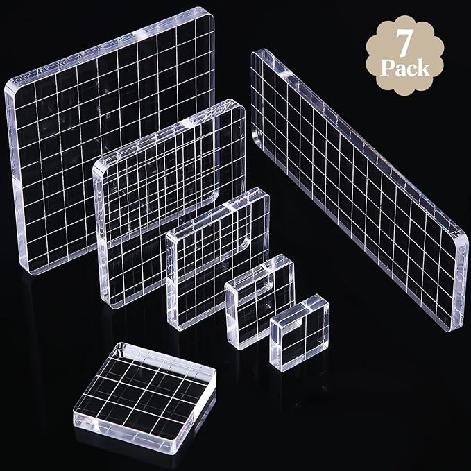 Mudder 7 Pieces Acrylic Stamp Blocks Set Clear Stamping Blocks Tools by Mudder