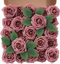 Artificial Flowers Foam Fake Roses 25pcs Dusty Rose Faux Roses by Unknown