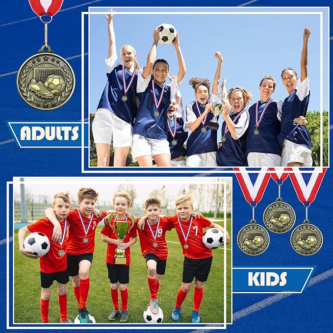 Misdary 12 Pack Medals with Neck Ribbons Team Participation Trophies for Kids Sports Awards Party Favors for Sports Competitions Celebration Gift