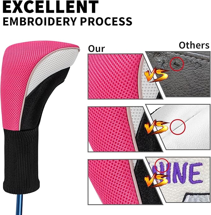 Wood Headcover Golf Club Covers Driver Headcovers Nylon Head Covers Designed to Fit All Woods - 3/4/5/6 Pack/Set Golf Accessories Suitable for Men and Women