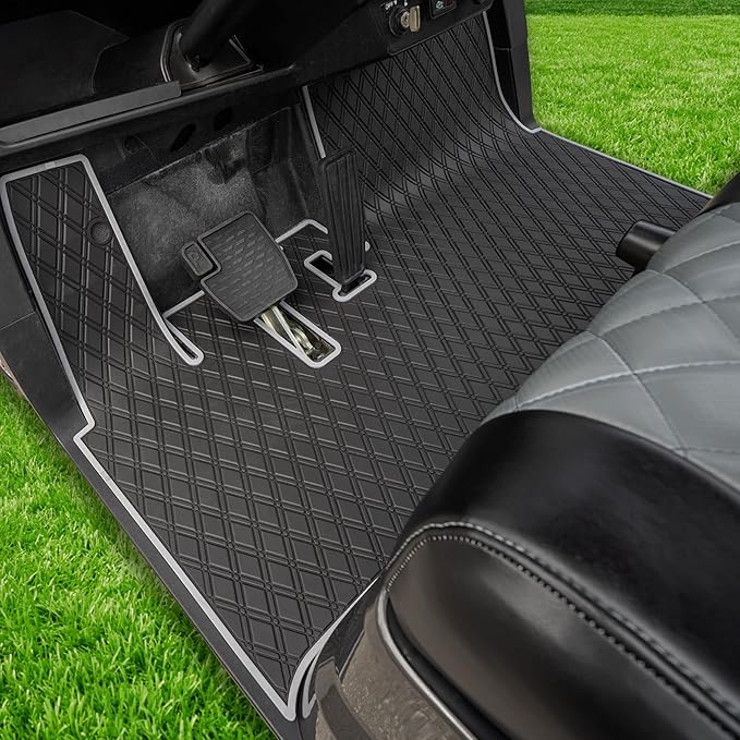 Xtreme MATS Golf Cart Rubber Floor Mat Compatible with Yamaha Drive2 EFI QuieTech Models Only (2017-2026) & UMAX Rally 4x4 - Black with Grey Trim