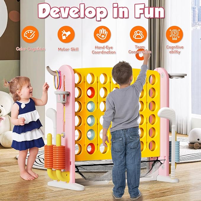 Ancaixin Giant 4 in-A-Row Connect Game Set, Adjustable Height Jumbo Yard Game - Image 3