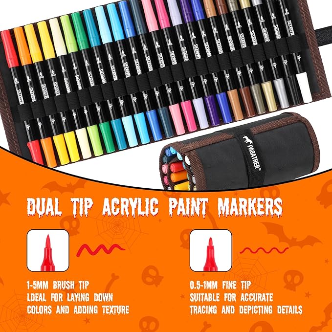 24 Colors Acrylic Paint Markers, Dual Tip - Image 2