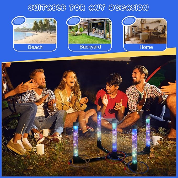 YEEA LED Ring Toss Game for Kids, Adults | Glow in The Dark LED Outdoor Yard - Image 6