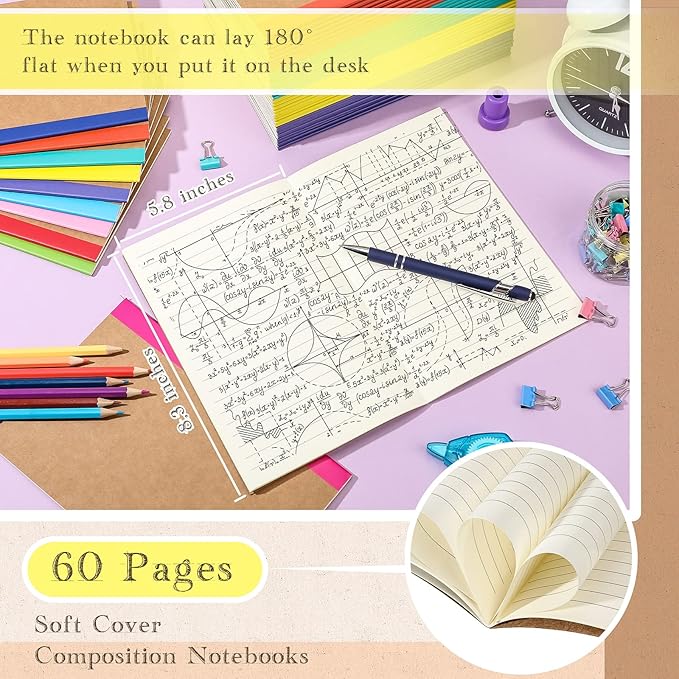 Handepo 100 Pack Composition Notebooks A5/A6 Ruled Lined Composition Kraft - Image 3