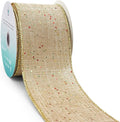 CT CRAFT LLC Tan Burlap Fabric Confetti Glitter Wired Ribbon 2.5" x 10 Yards by CTCRAFTLLC