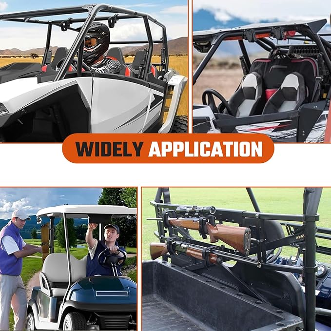 UTV Hunting Tool Holder,Roll Bar Tool Gun Rack Fits for 1", 1.5",1.75", and 2" Roll Bar UTV Rack, Gun Mount Compatible with Polaris RZR Ranger Can-Am Kawasaki Snowmobile Golf Cart