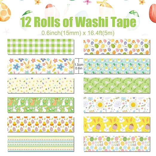 12 Rolls Summer Washi Tape, Cute Animal Decorative Sticker - Image 2