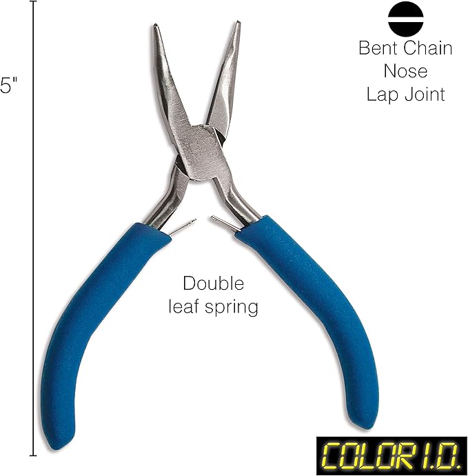The Beadsmith Color-ID Bent Chain Nose Plier – 5 inches – Blue Comfort Grip - Image 3