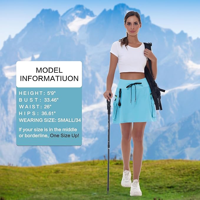 MIVEI Skorts for Woman - Hiking Cargo Skorts with Zipper Pockets, High Waisted Quick Dry Golf Workout, Dressy Casual