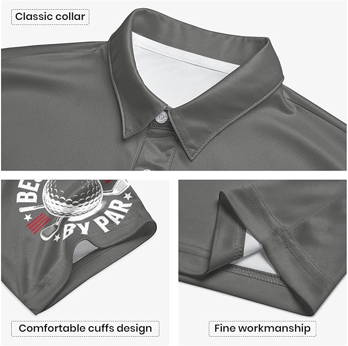 Golf Polo Shirts for Men Funny Print Short Sleeve Golf Shirts Performance Golf Polos