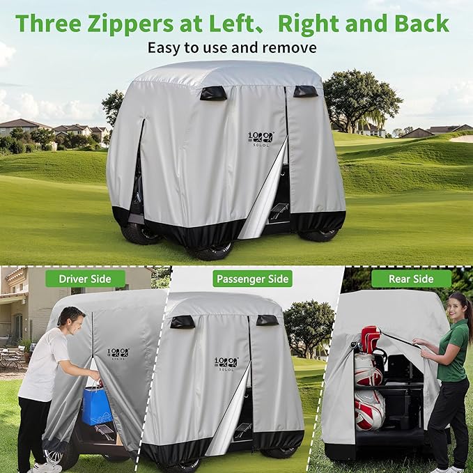 10L0L Universal 2-4 Passenger Golf Cart Cover for Yamaha, EZGO, Club Car, Waterproof Sunproof and Durable
